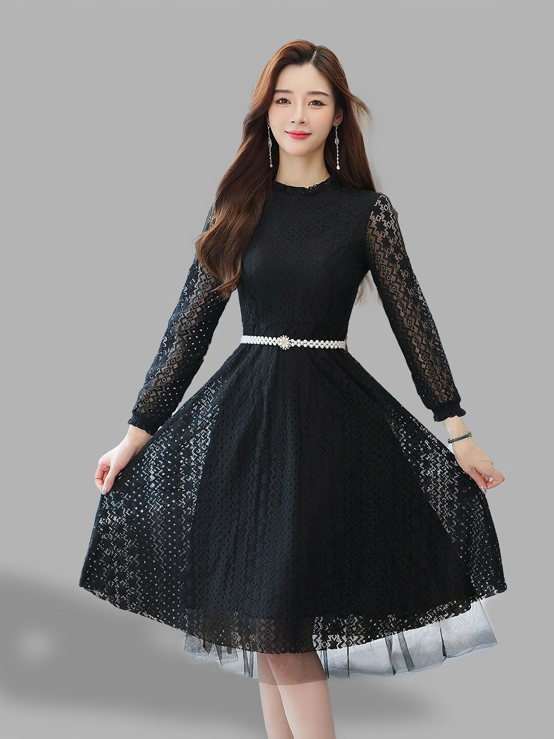 

JC Collection Black Fit and Flare Midi Dress
