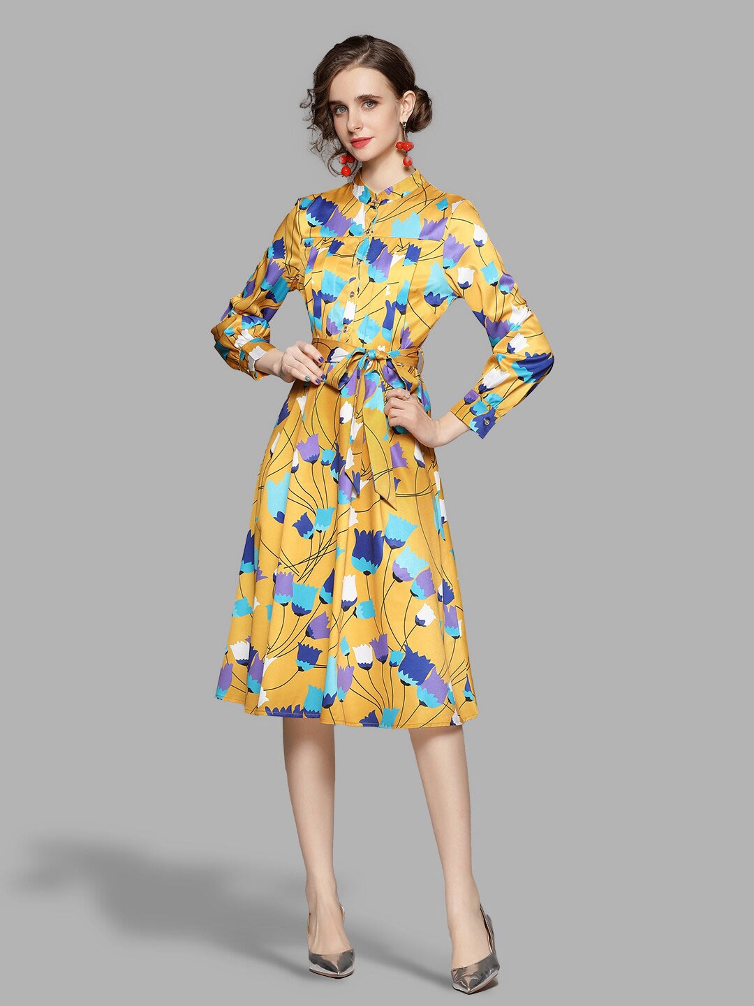 

JC Collection Women Yellow Floral Dress