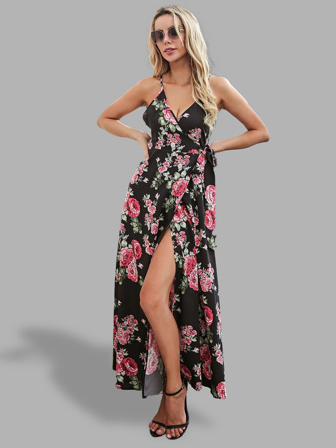 

JC Collection Black Floral Maxi Dress