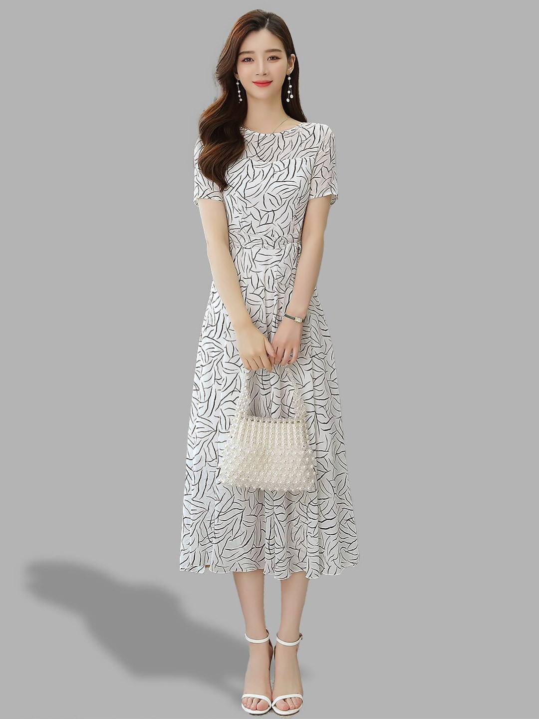 

JC Collection Women White Printed Midi Dress