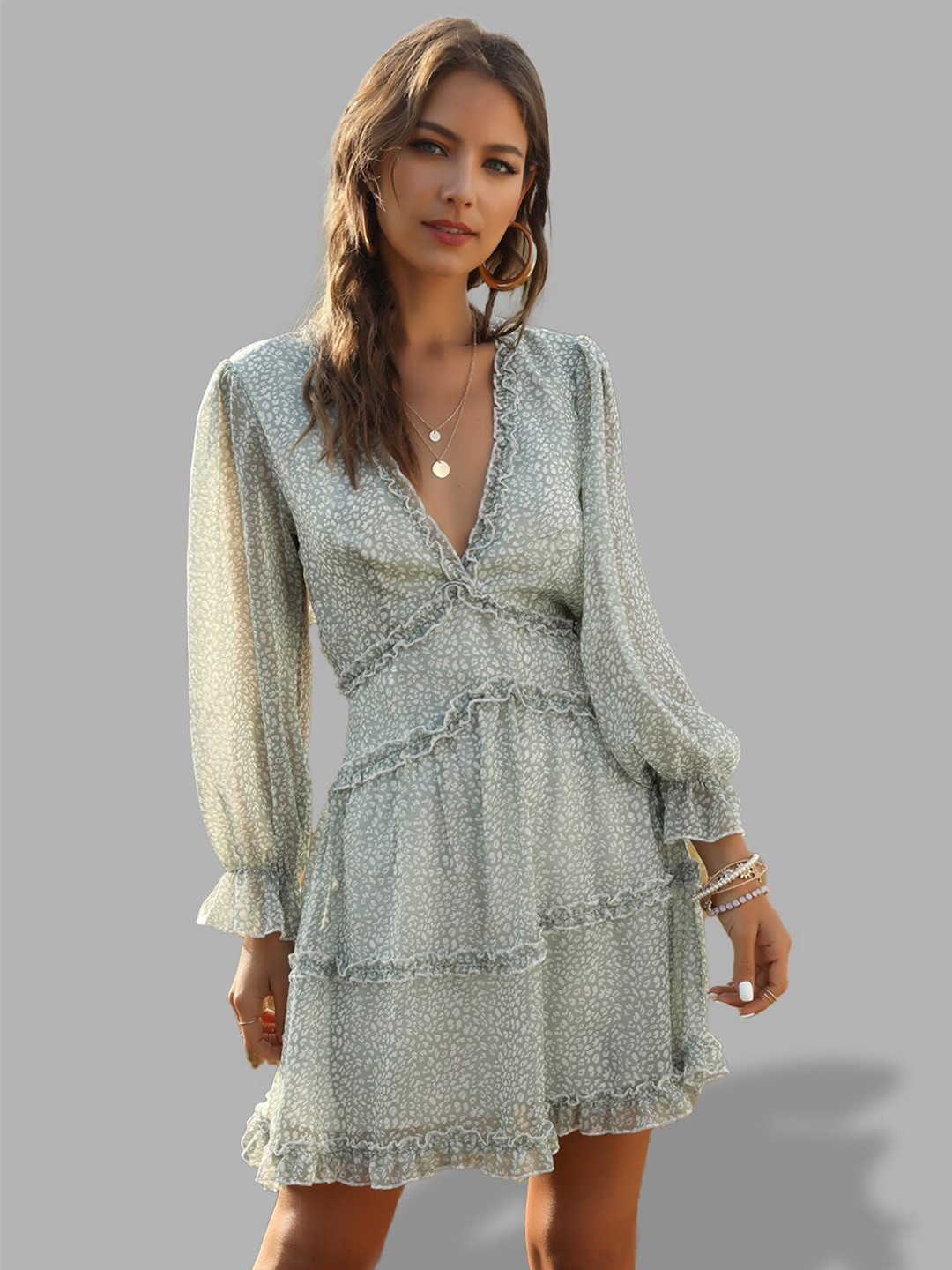 

JC Collection Women Green Printed Back Cut out Dress