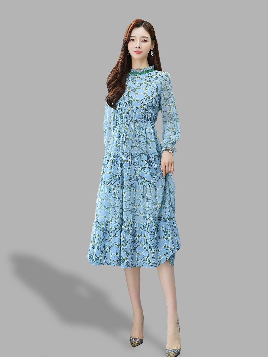 

JC Collection Women Blue Floral Midi Dress