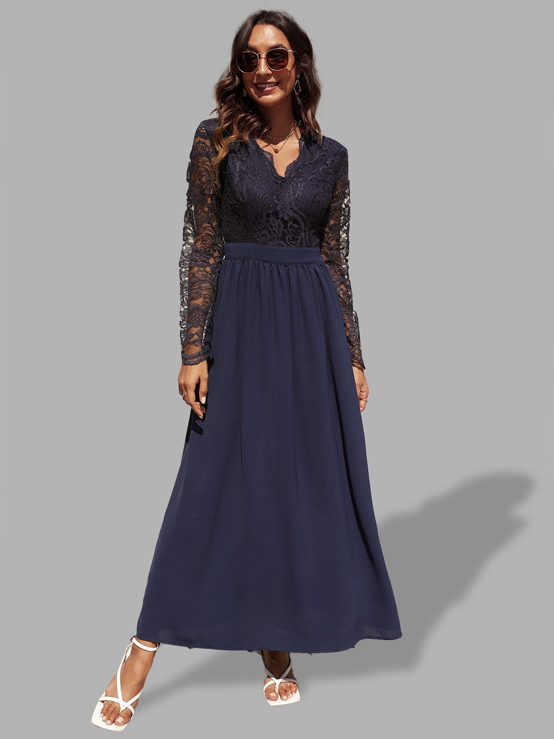 

JC Collection Women Navy Blue Maxi Dress