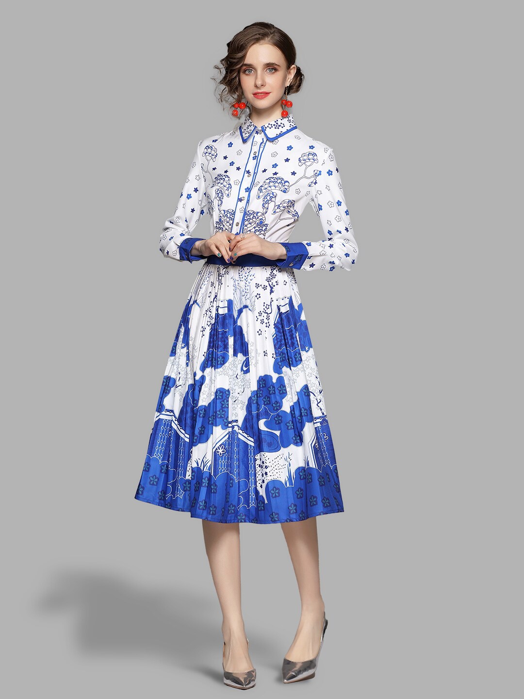 

JC Collection Blue & White Floral Midi Dress