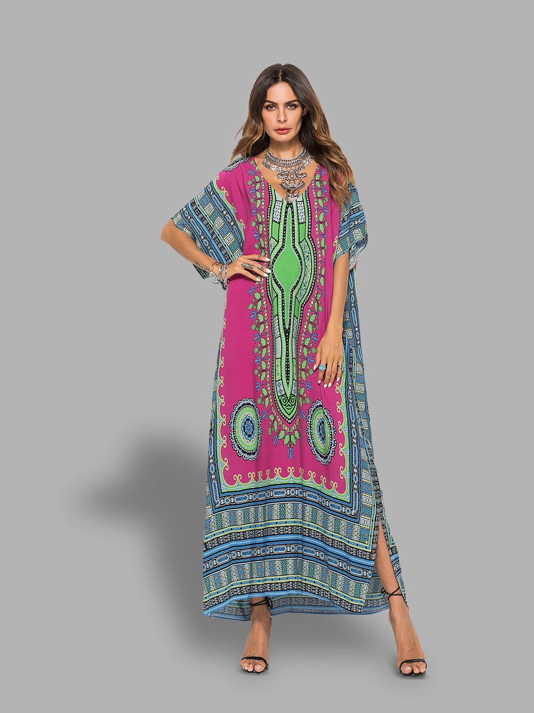 

JC Collection Red Ethnic Motifs Kaftan Maxi Dress