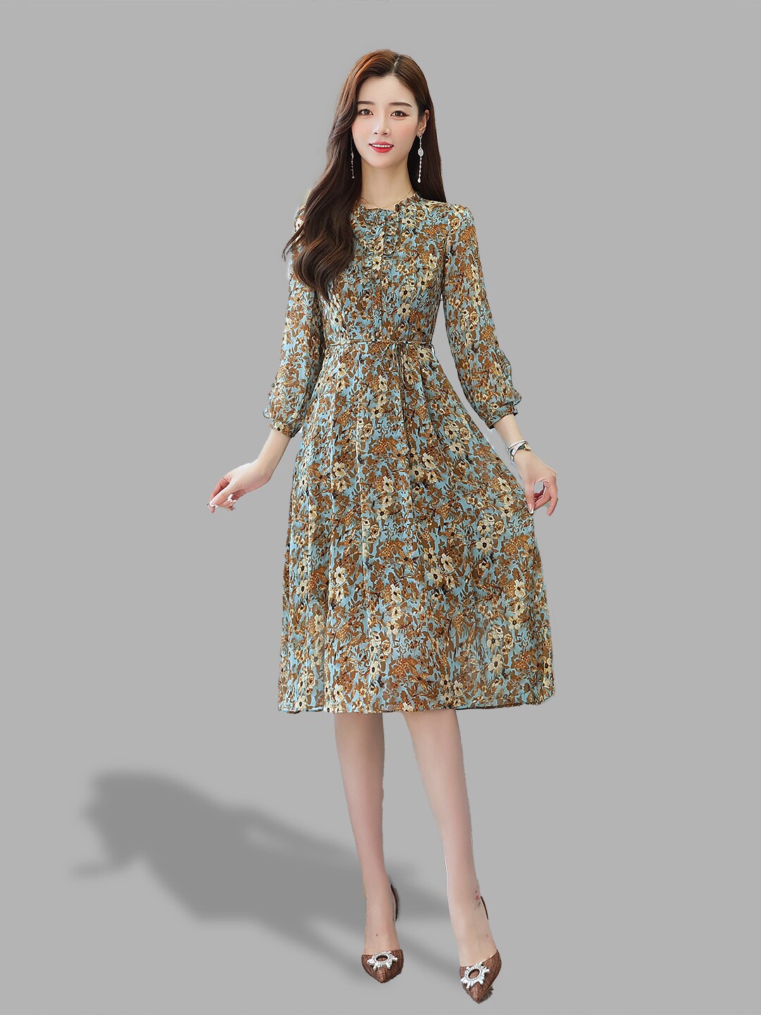 

JC Collection Women Yellow & Green Floral Dress