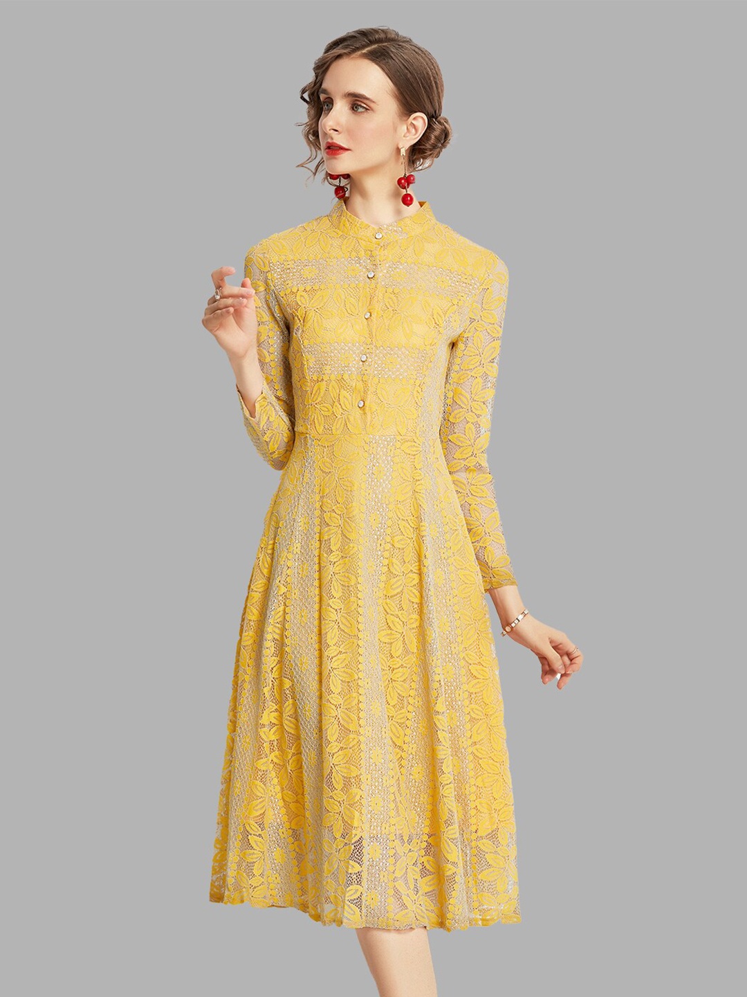 

JC Collection Yellow Floral Dress