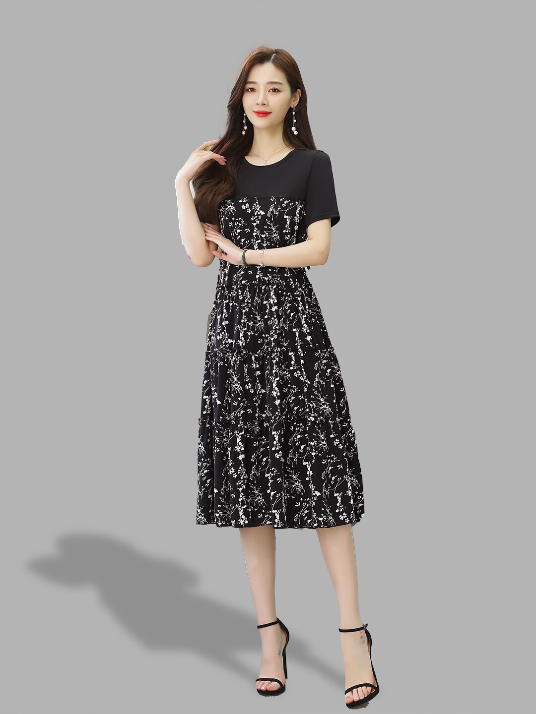 

JC Collection Women Black Midi Dress