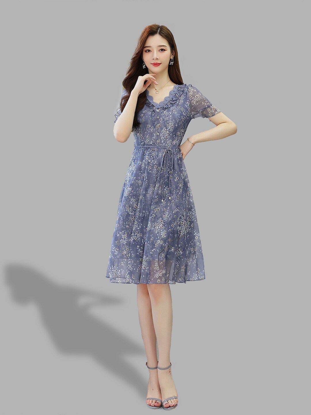 

JC Collection Blue Floral Dress