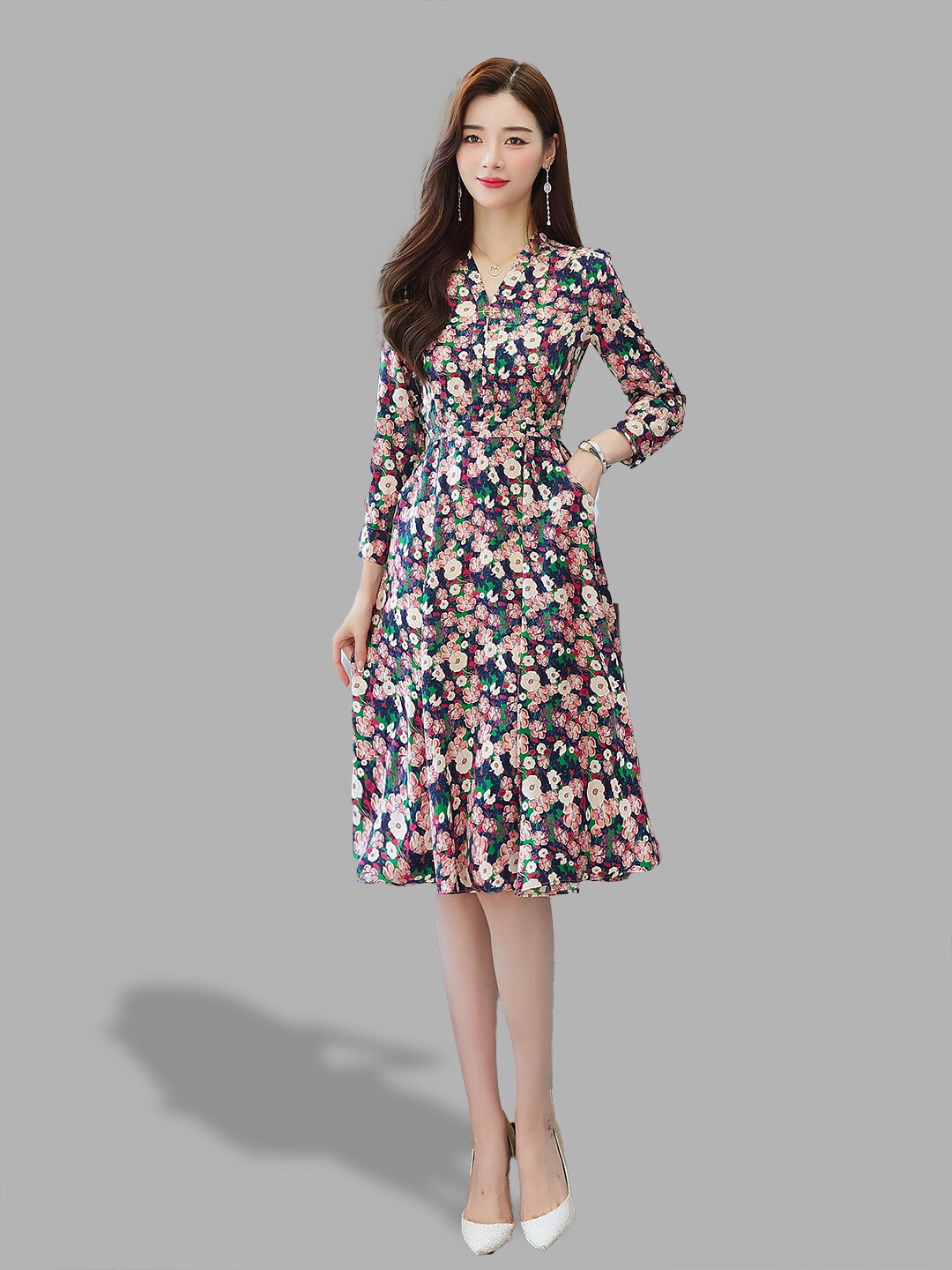 

JC Collection Women Pink Floral Midi Dress