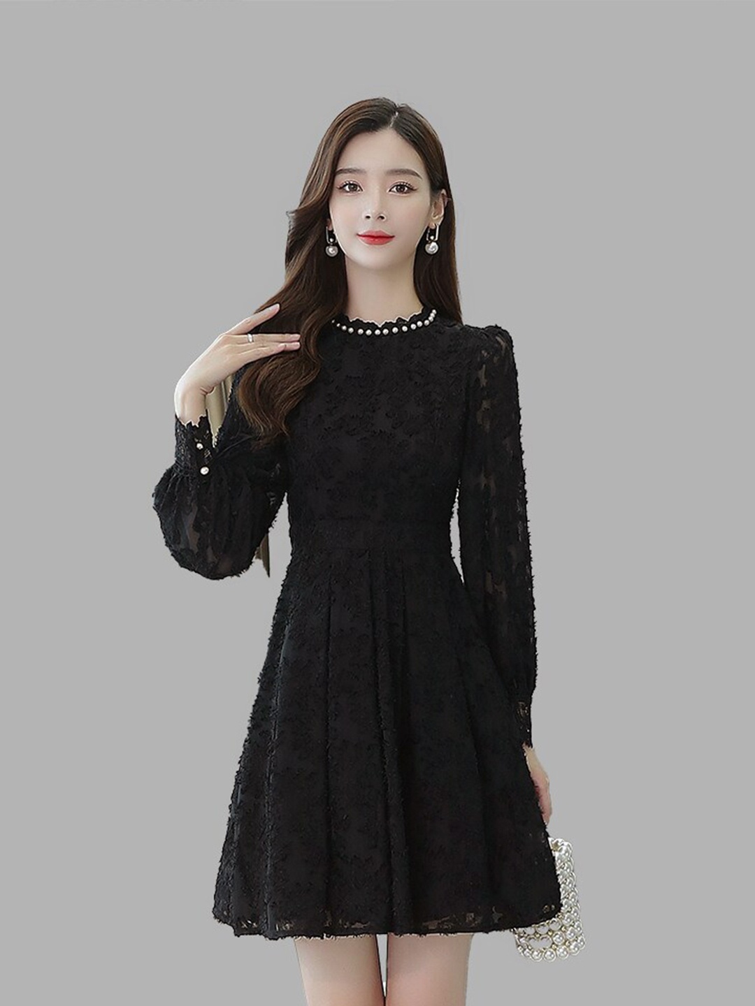 

JC Collection Women Black Floral Net Dress