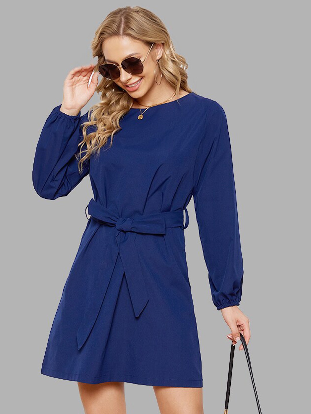 

JC Collection Women Navy Blue A-Line Midi Dress