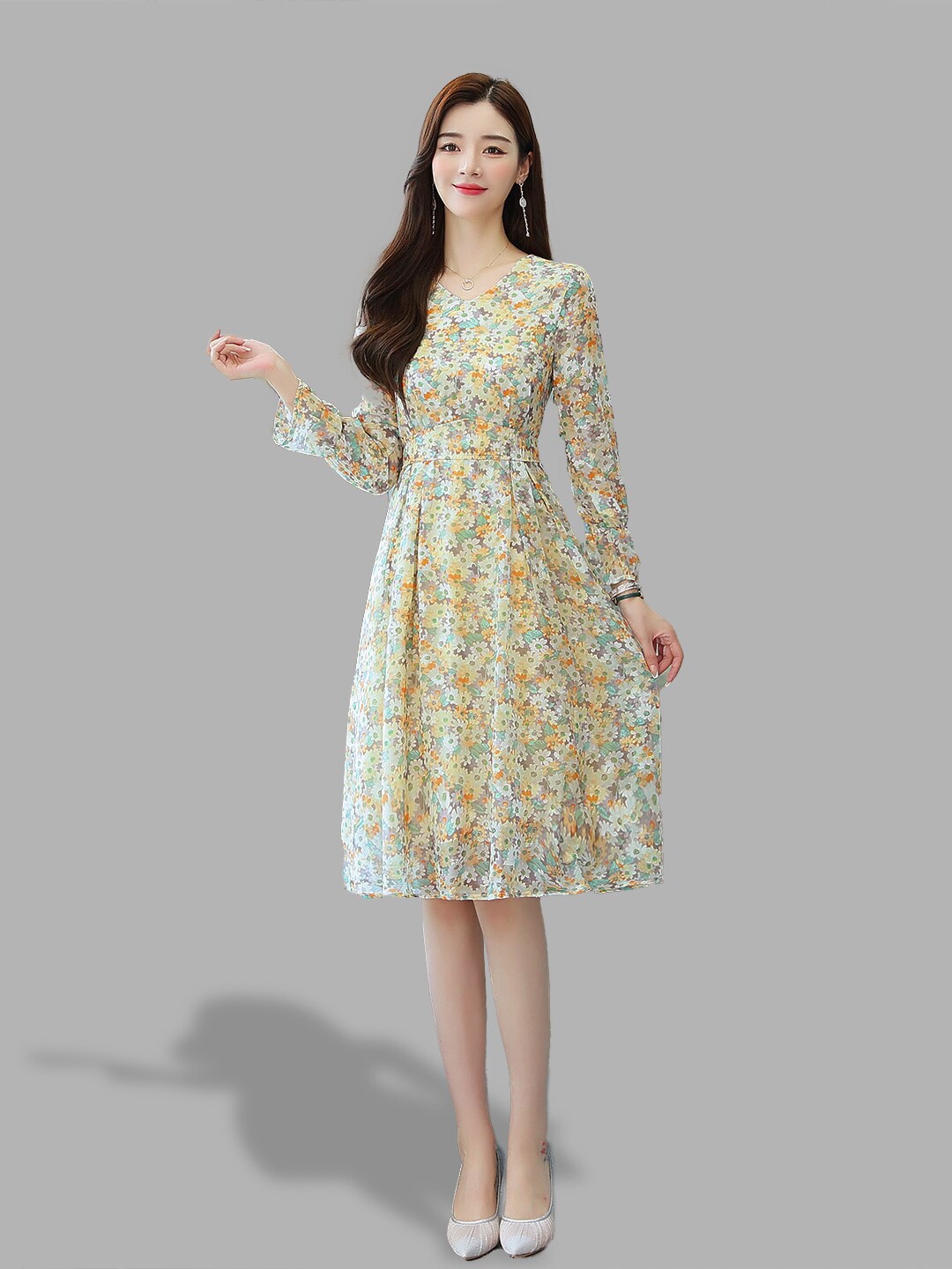 

JC Collection Yellow & Orange Floral Printed Dress