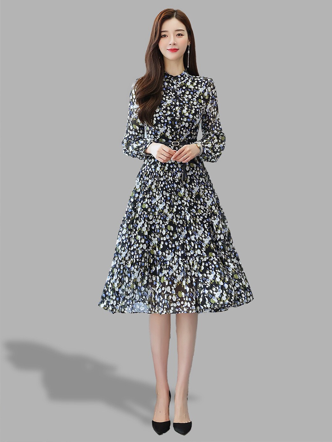 

JC Collection Women Black Printed Midi Dress