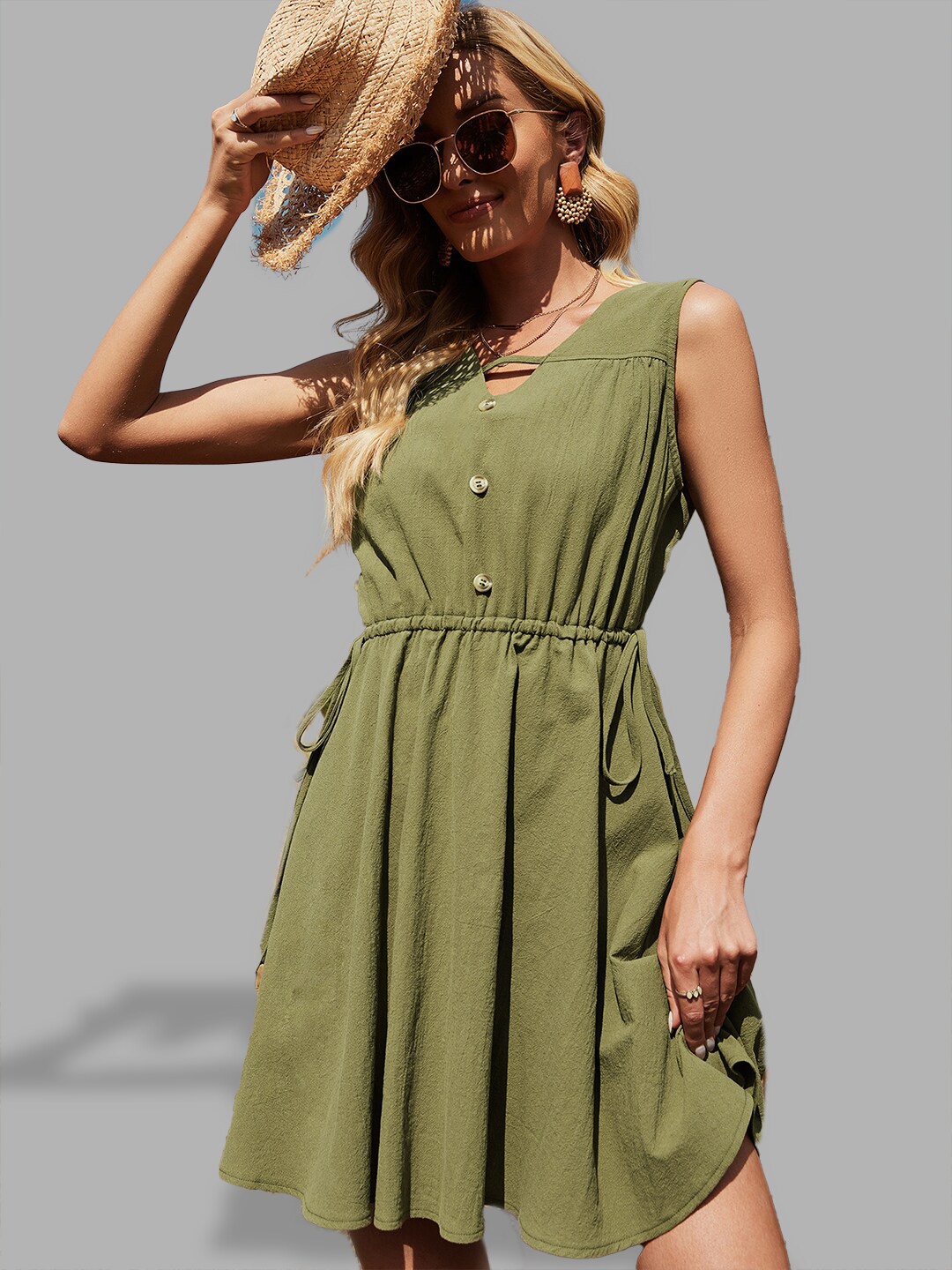 

JC Collection Women Green A-Line Dress
