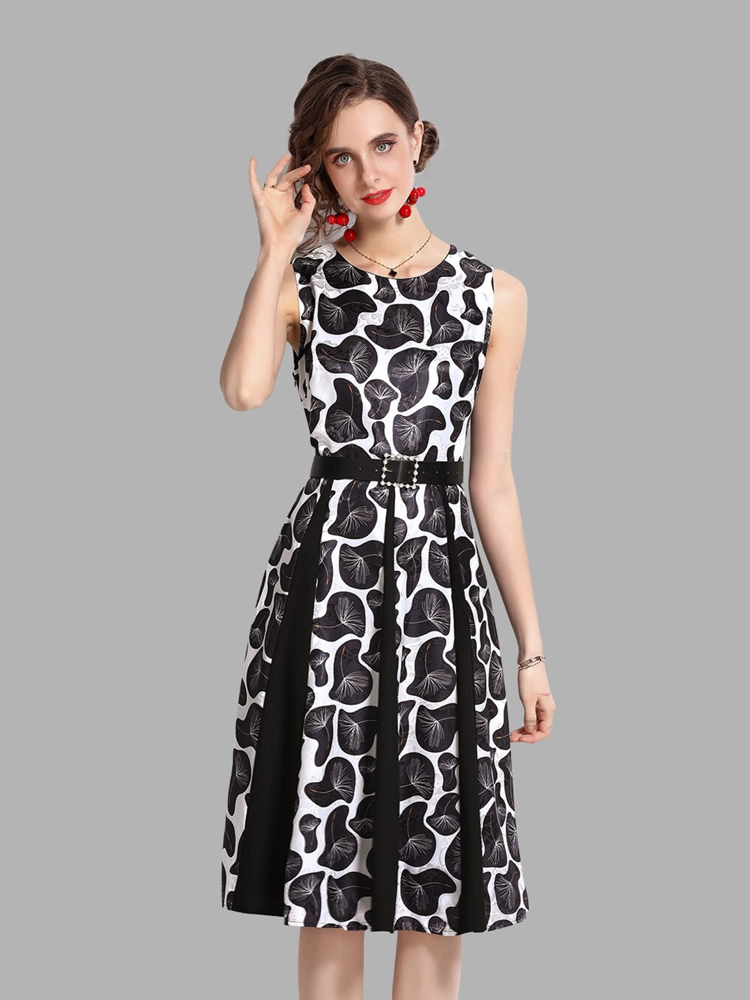 

JC Collection Women Black Printed Dress