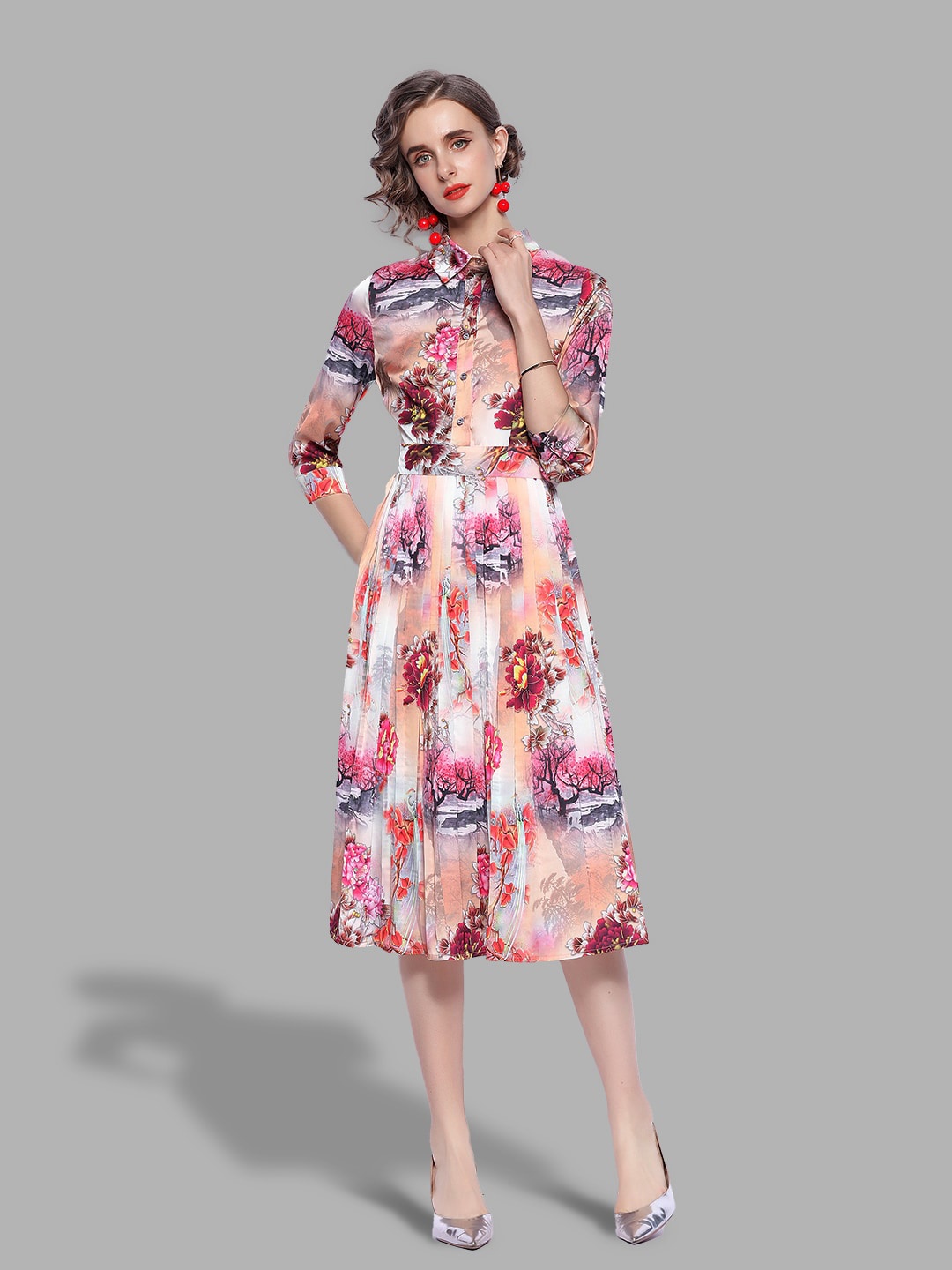 

JC Collection Women Multicoloured Floral Midi Dress, Multi