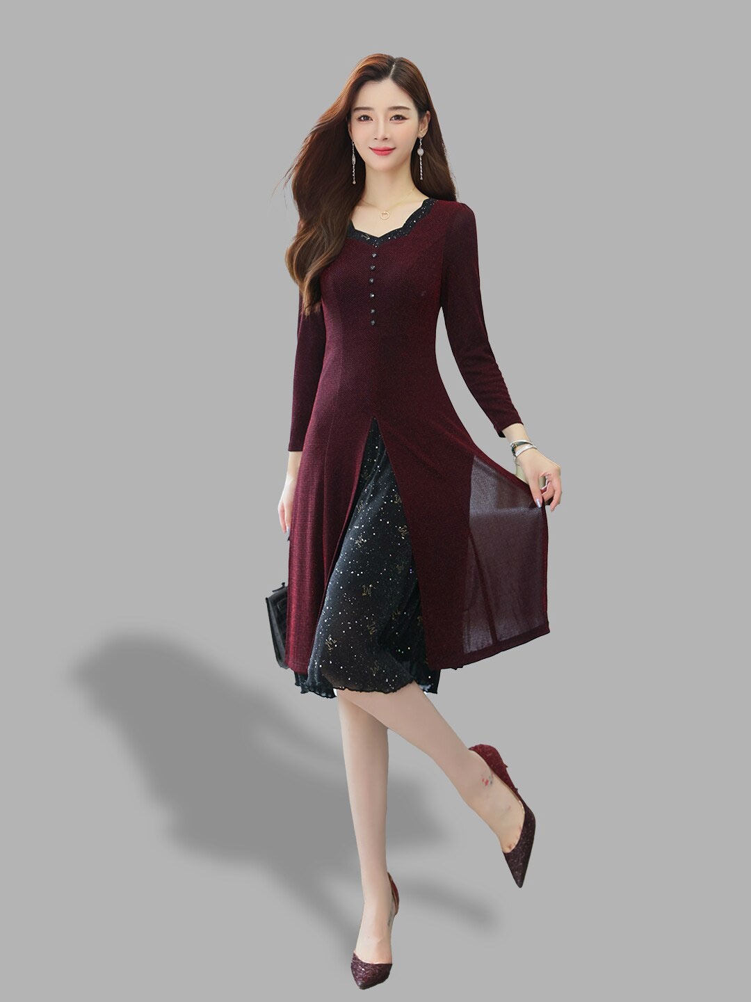 

JC Collection Women Maroon A-Line Dress