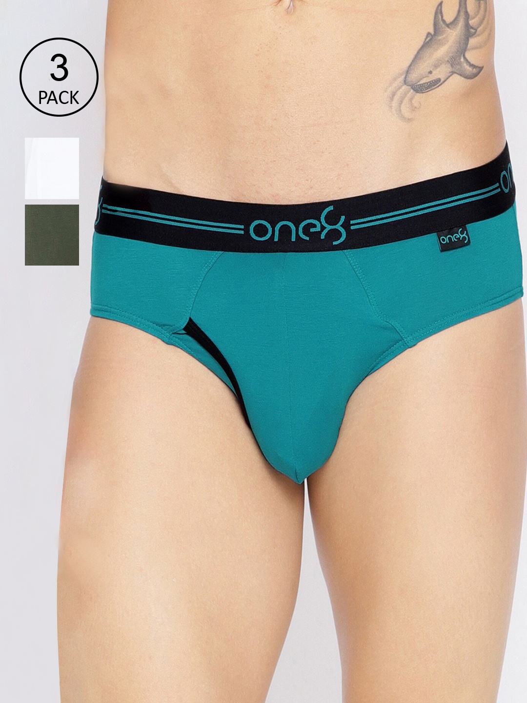 

one8 by Virat Kohli Pack Of 3 Men Low-Rise Premium Cotton Stretch Briefs 205J1, White