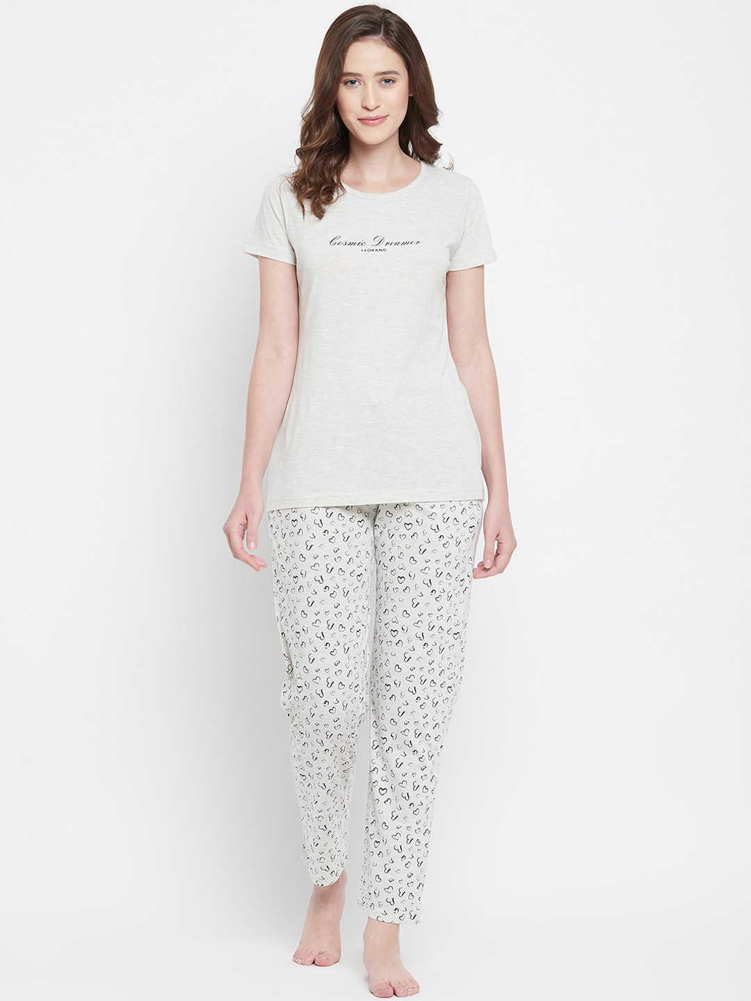 

Okane Women Grey & Black Printed Night suit