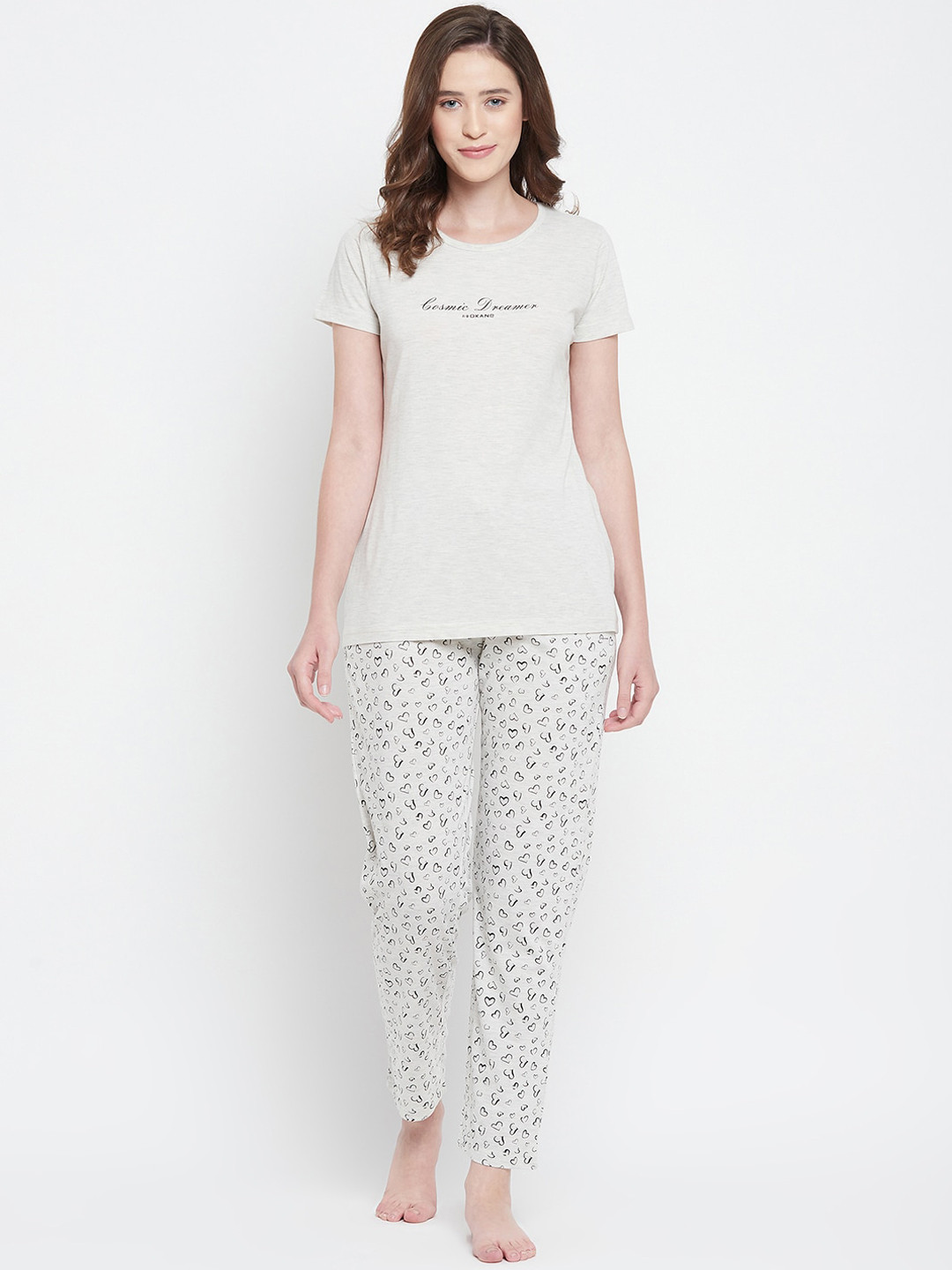 

Okane Women Grey & Black Printed Night suit