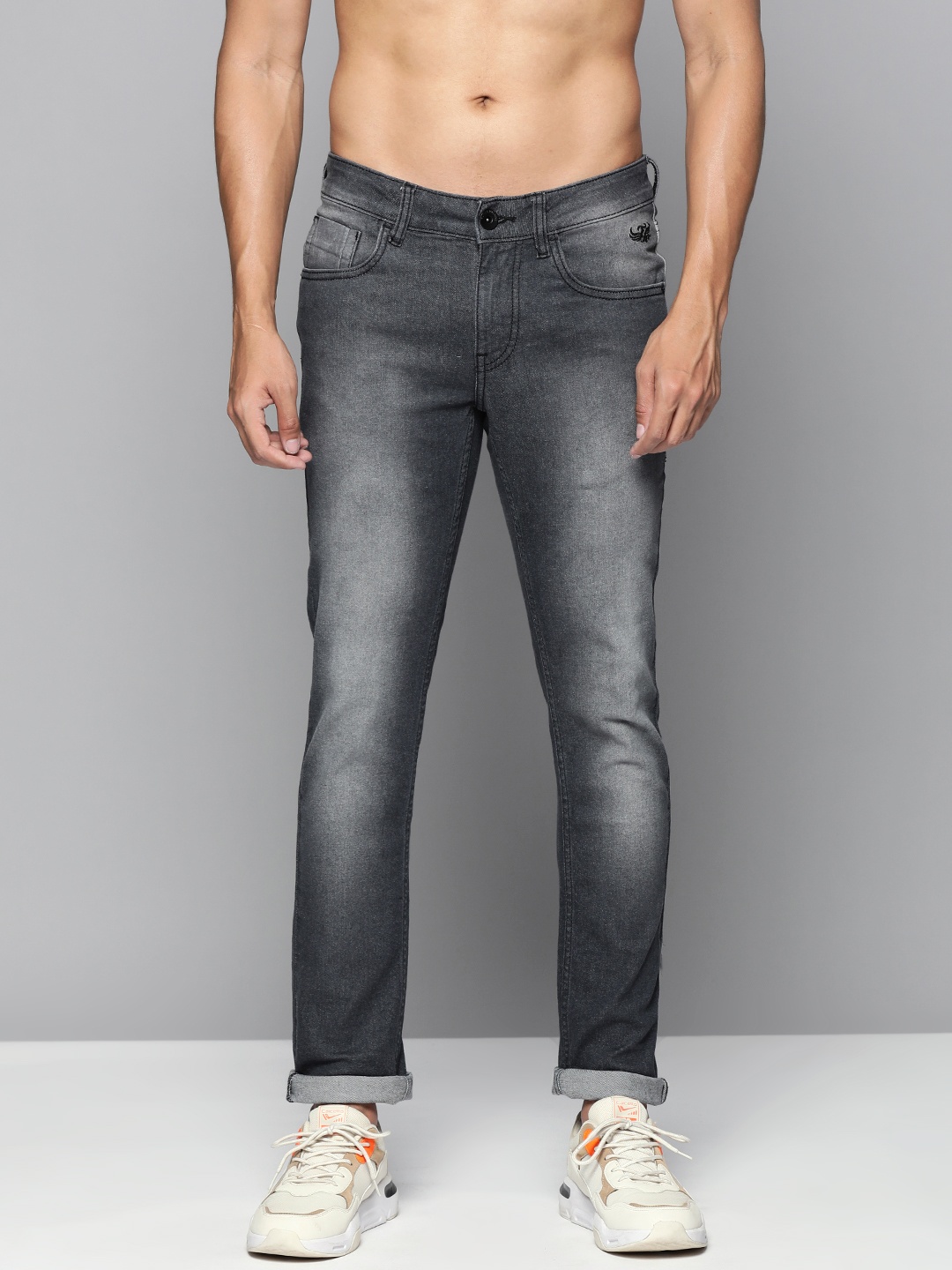 

Flying Machine Men Grey Jackson Skinny Fit Low-Rise Heavy Fade Stretchable Casual Jeans