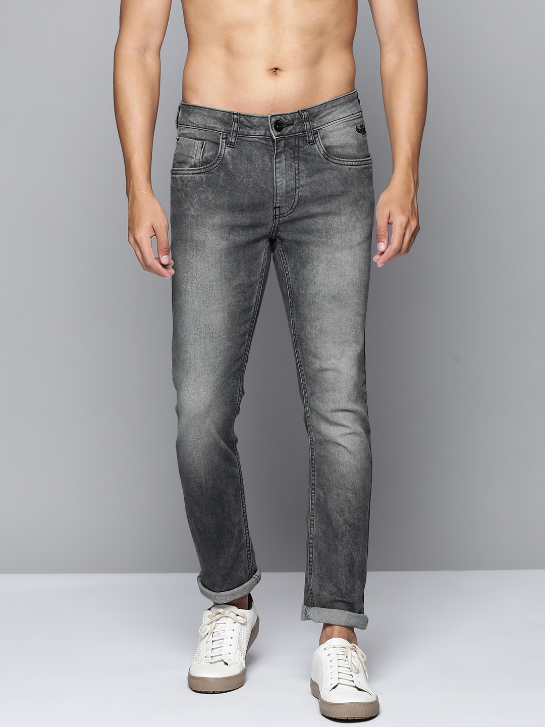 

Flying Machine Men Black Micheal Slim Fit Heavy Fade Acid Wash Stretchable Jeans