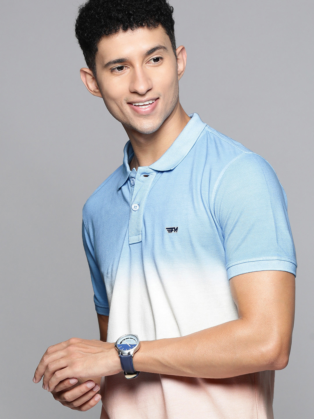 

Flying Machine Men Multicoloured Colourblocked Polo Collar Slim Fit T-shirt, Multi