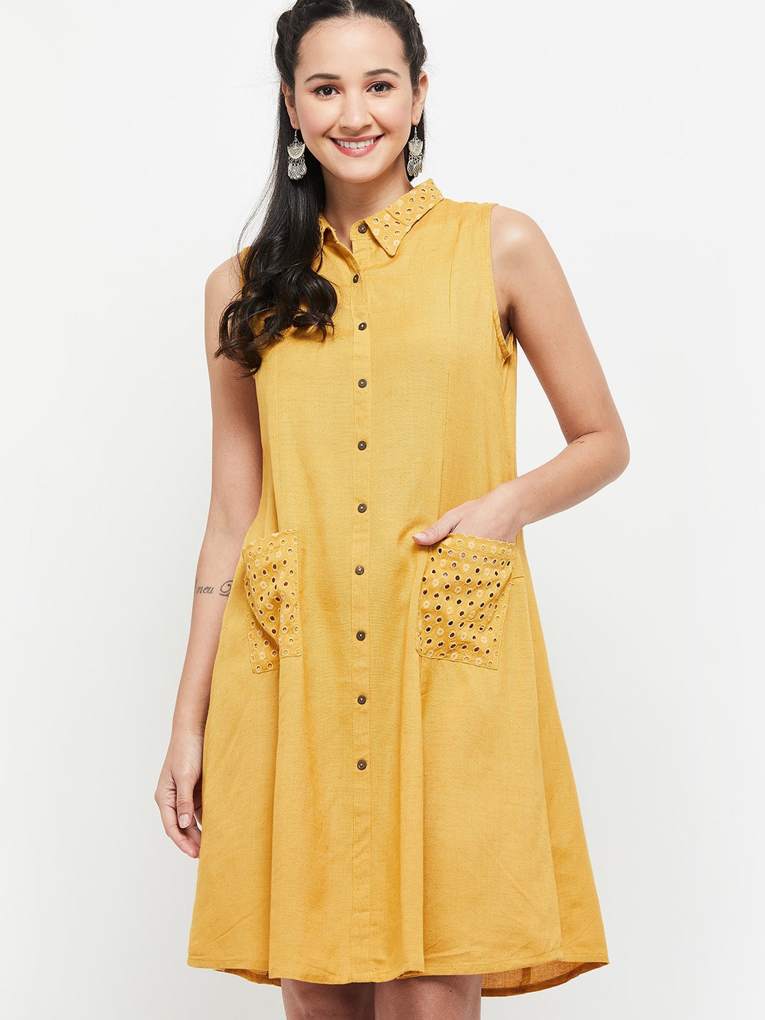 

max Mustard Yellow Shirt Dress