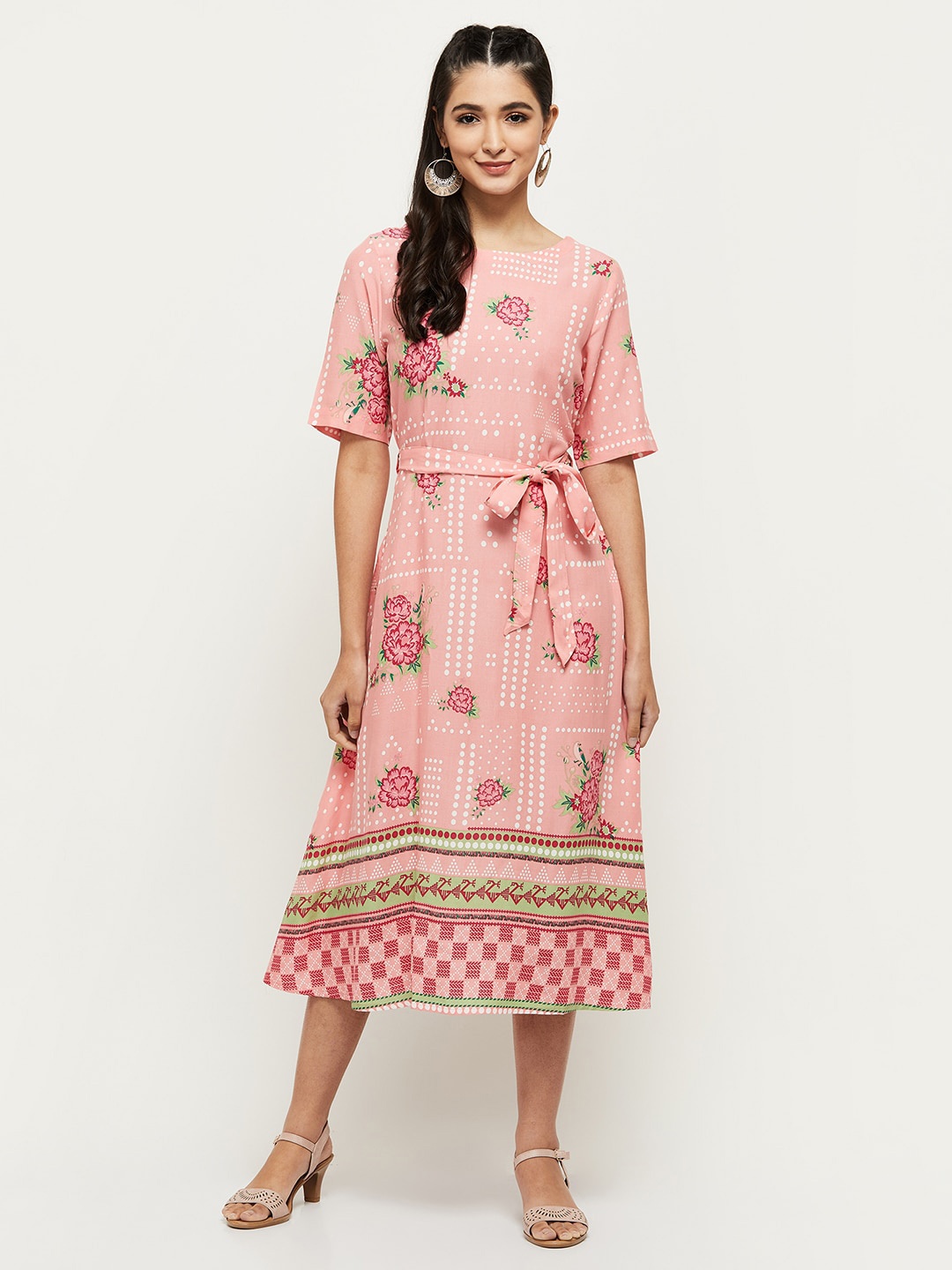 

max Pink Ethnic Motifs A-Line Midi Dress