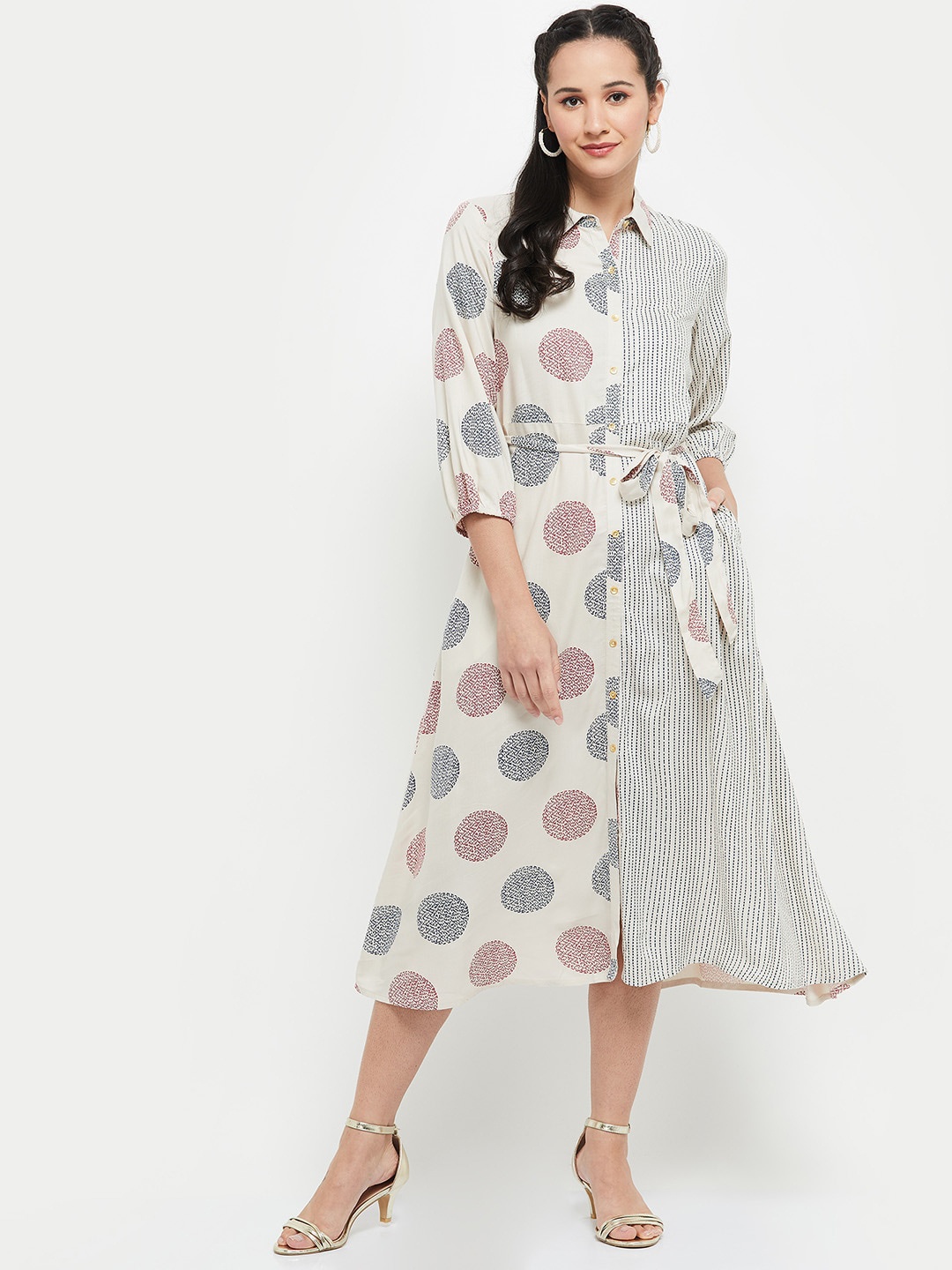 

max Women Nude-Coloured Shirt Midi Dress