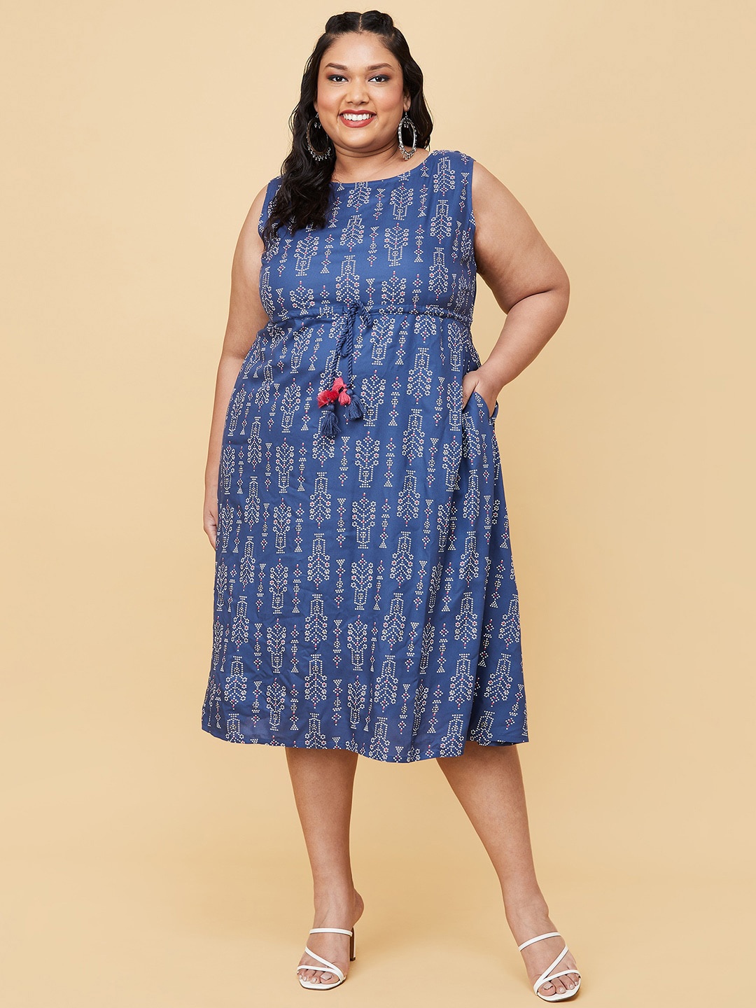

max Women Plus Size Blue Midi Dress