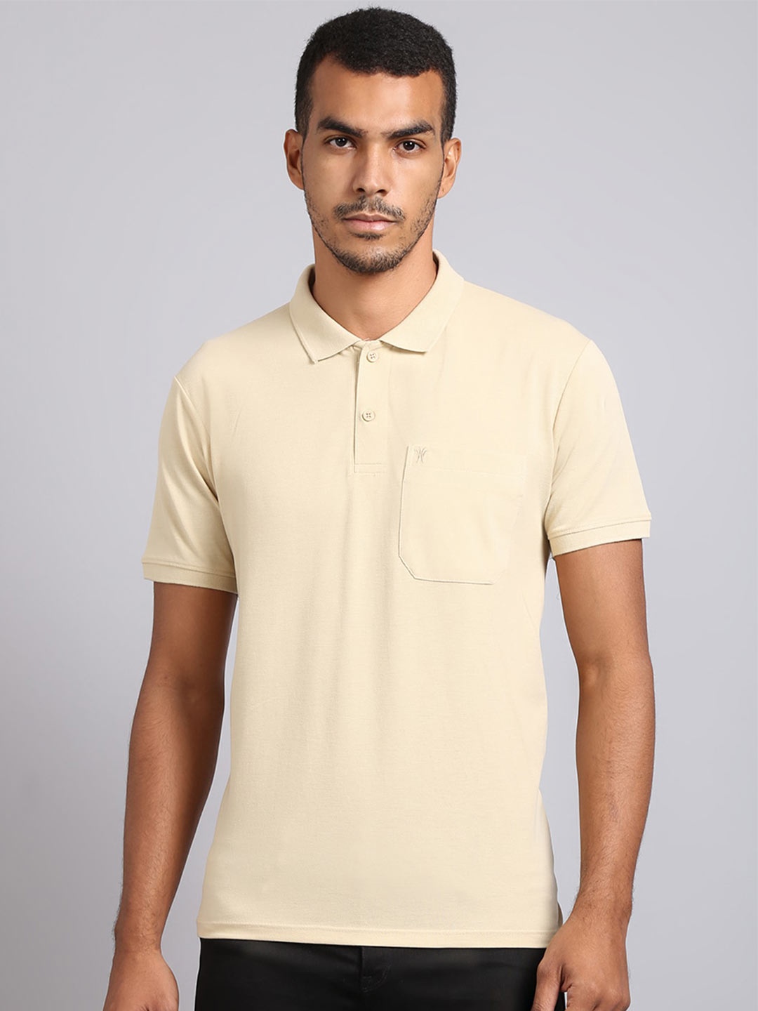 

VENITIAN Men Beige Polo Collar T-shirt
