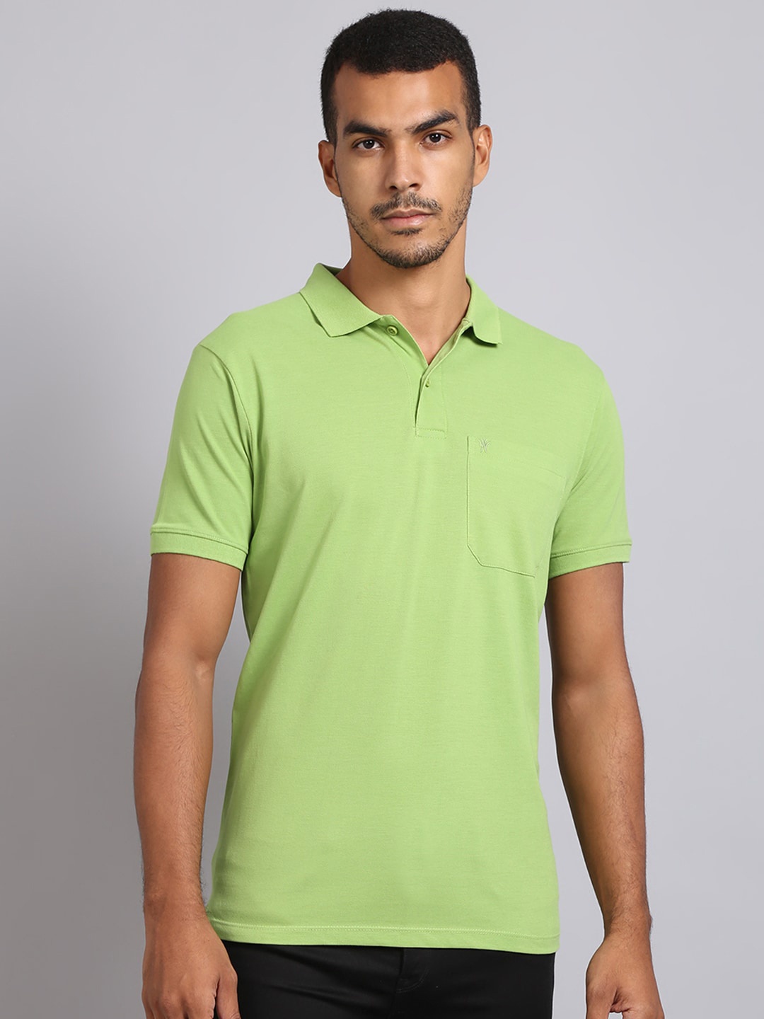 

VENITIAN Men Lime Green Polo Collar T-shirt