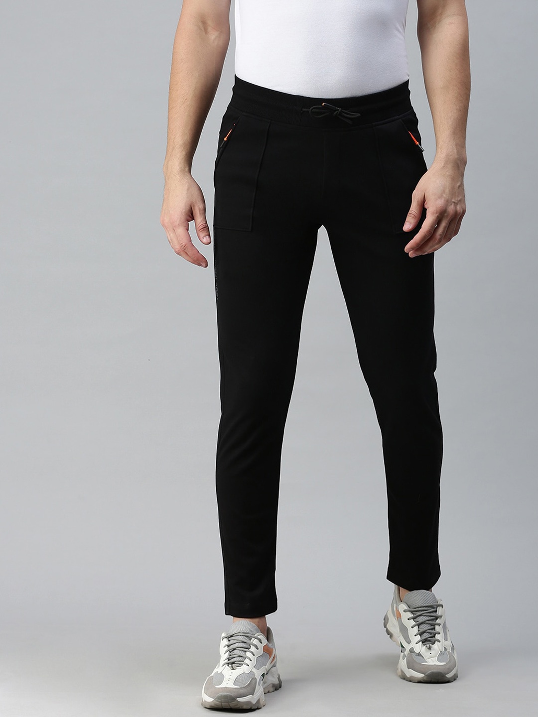 

SHOWOFF Men Black Solid Cotton Slim Fit Track Pants