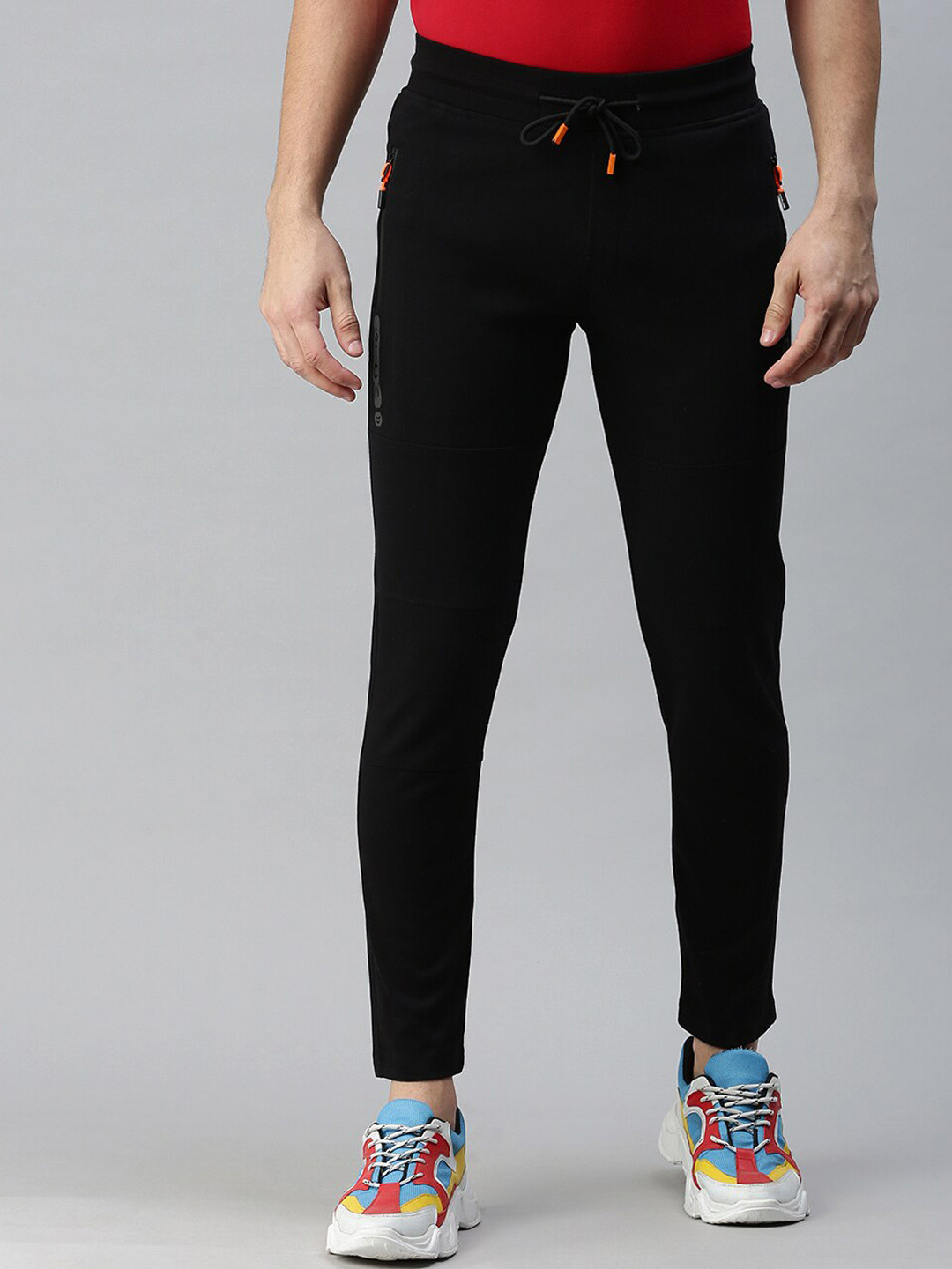 

SHOWOFF Men Black Solid Cotton Slim Fit Track Pants