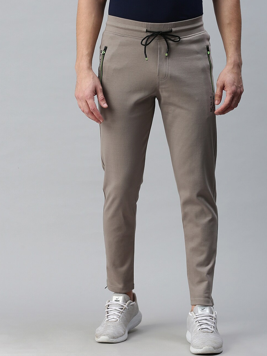 

SHOWOFF Men Beige Solid Cotton Track Pants