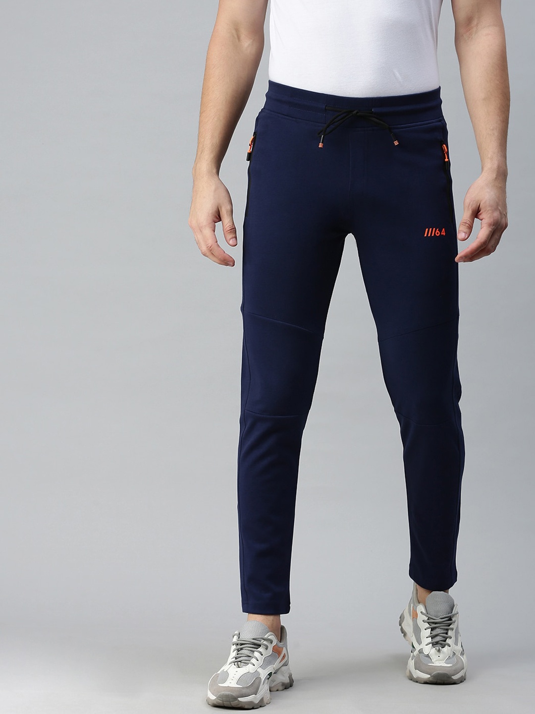 

SHOWOFF Men Navy Blue Solid Cotton Slim-Fit Track Pants