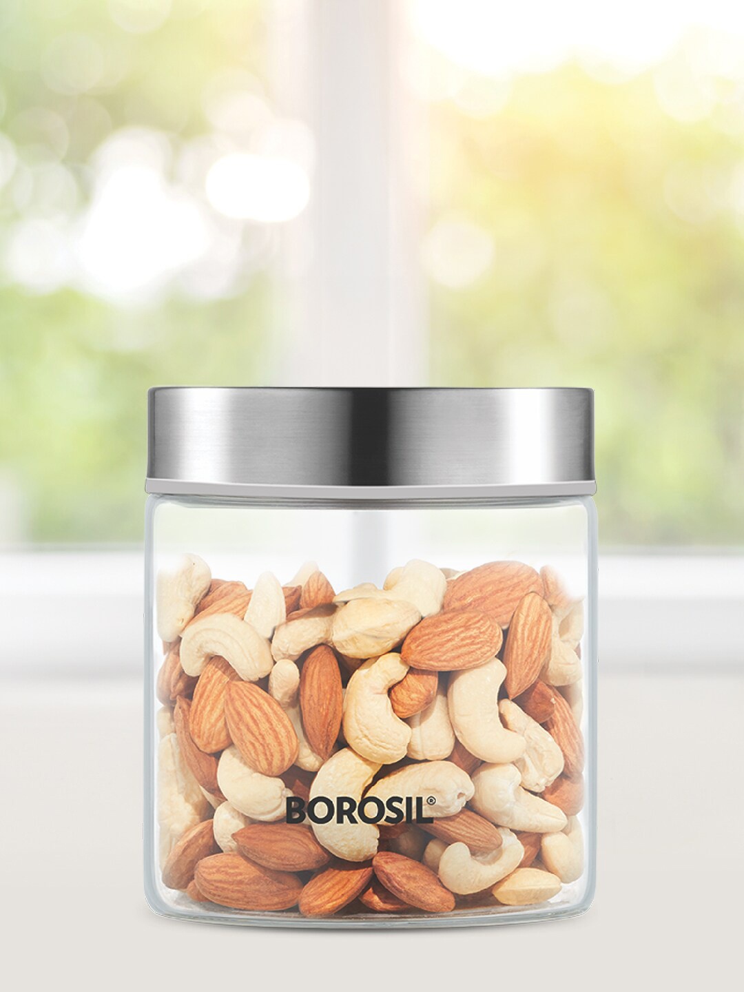 

BOROSIL Transparent & Silver-Toned Solid Glass Air-Tight Storage Container