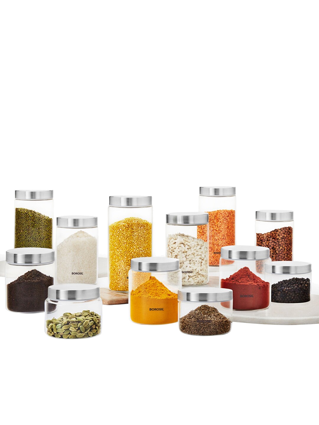 

BOROSIL Set Of 12 Transparent Solid Air-Tight Storage Containers