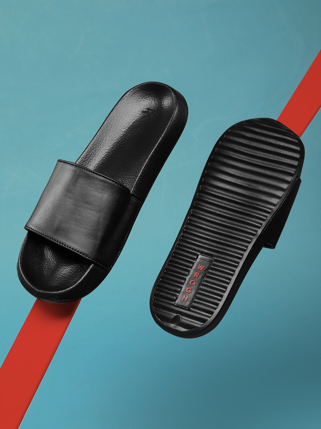 

WROGN Men Black Solid Sliders
