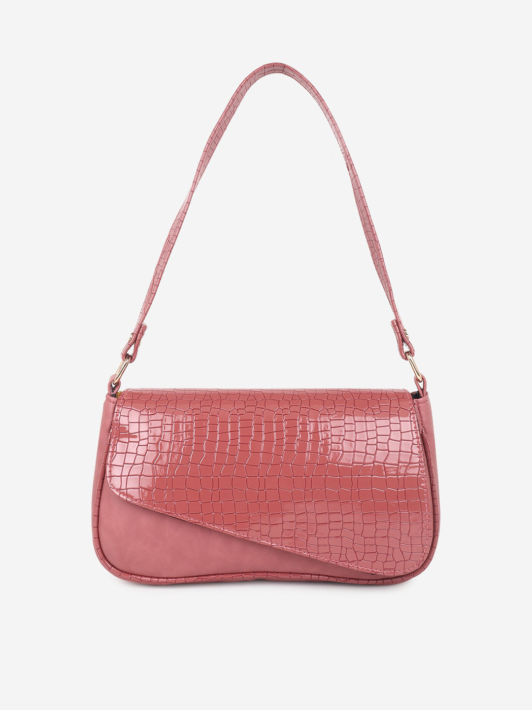 

Stropcarry Peach-Coloured Textured Structured Handheld Bag