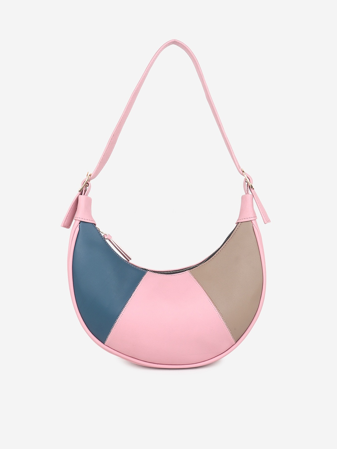 

Stropcarry Pink Colourblocked Structured Hobo Bag