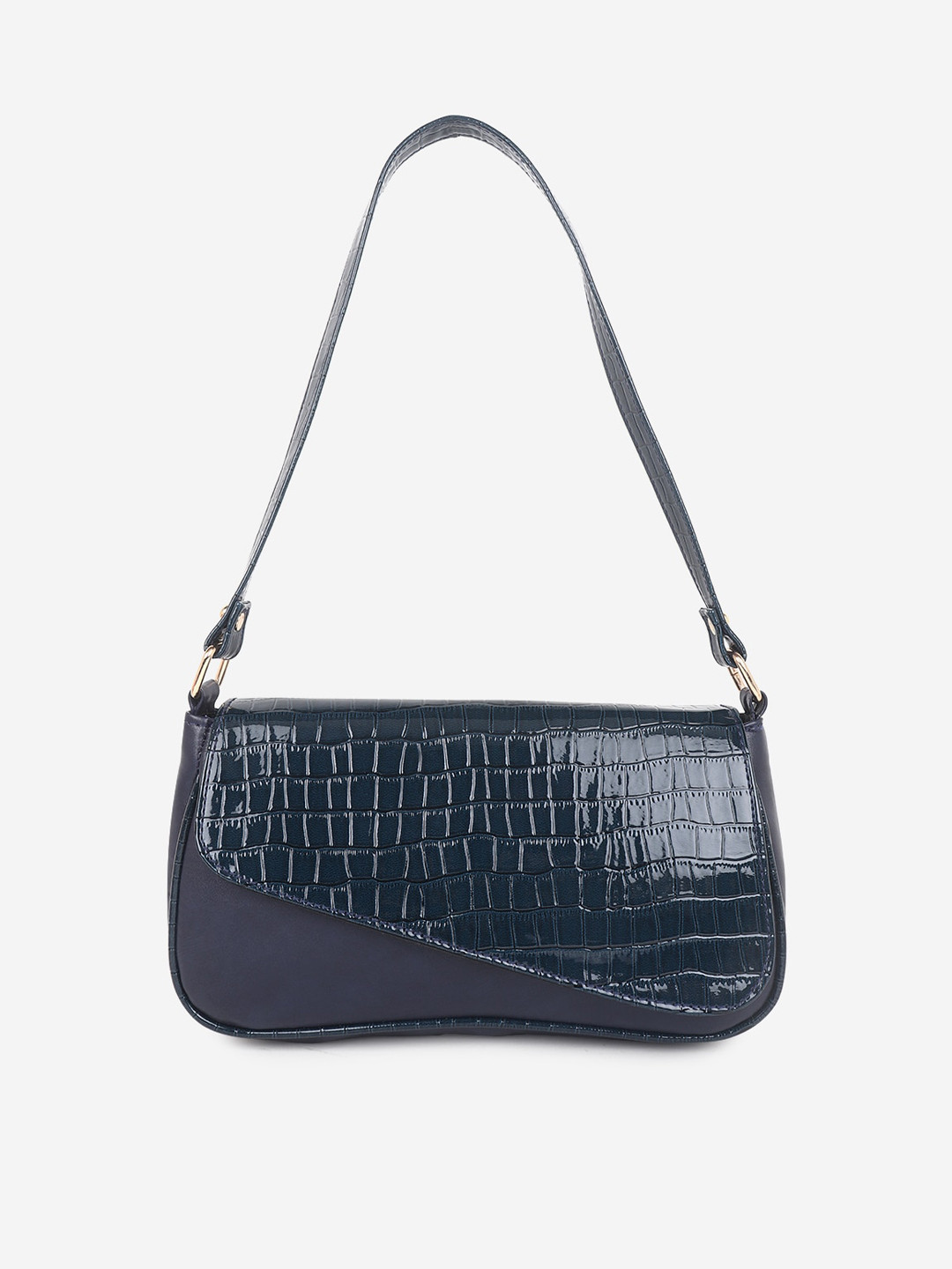 

Stropcarry Blue Animal Textured Half Moon Shoulder Bag
