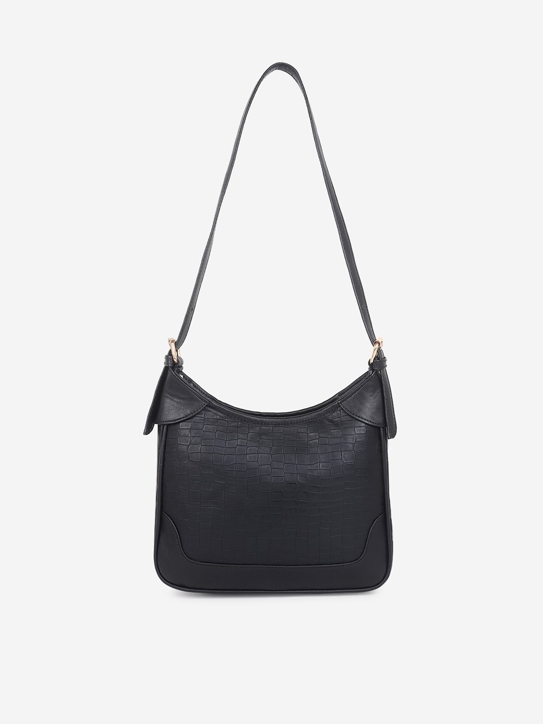 

Stropcarry Black Textured Structured Shoulder Bag