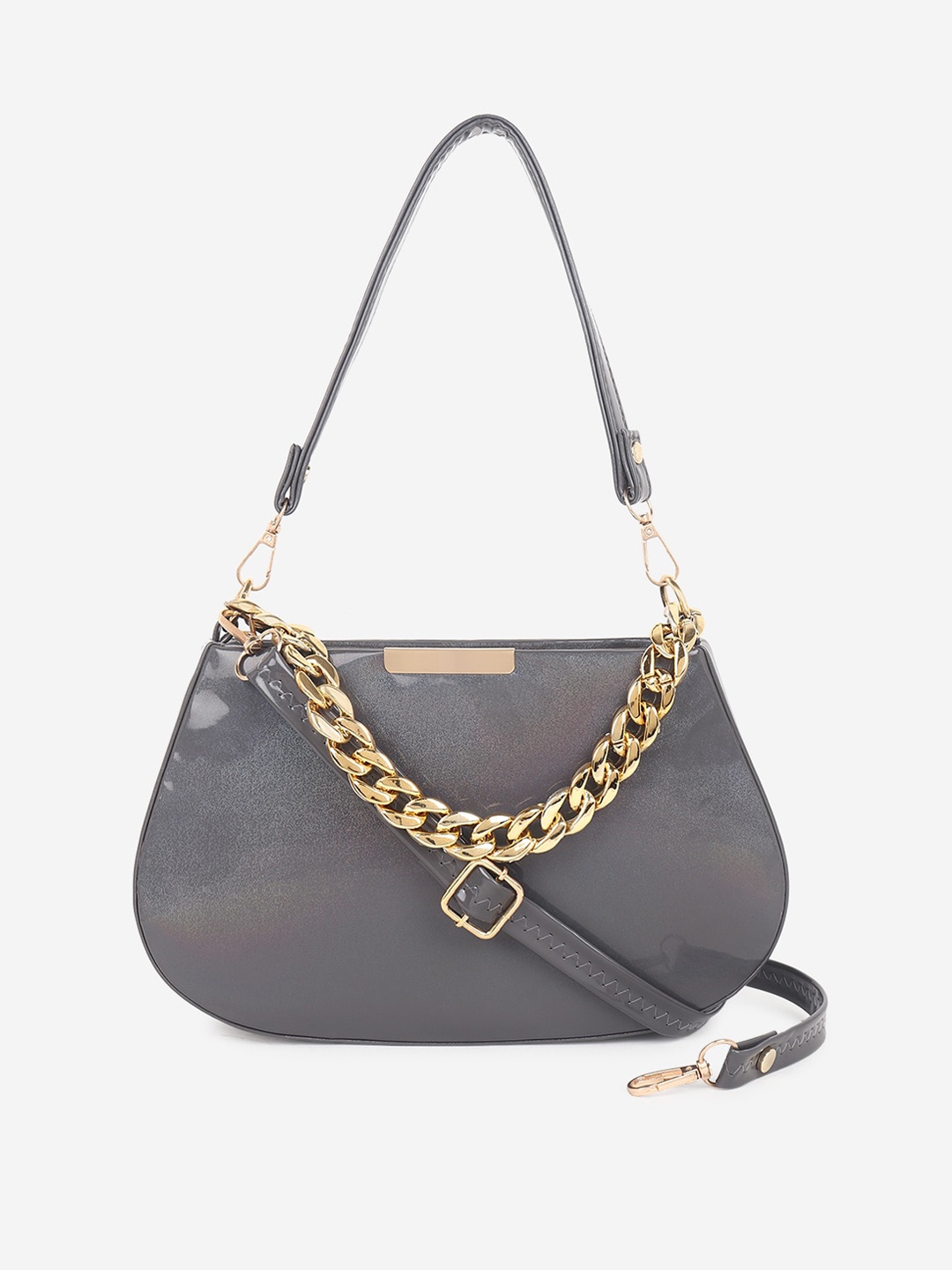 

Stropcarry Women Grey Structured Shoulder Bag with Tasselled