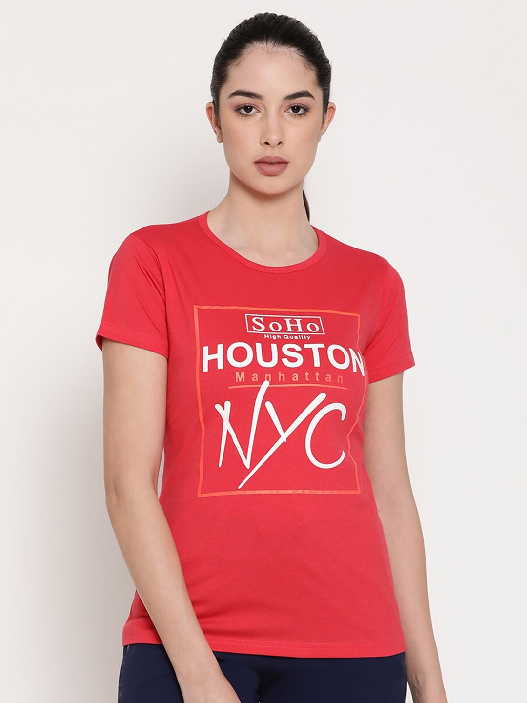 

Gallus Women Red Typography Printed T-shirt