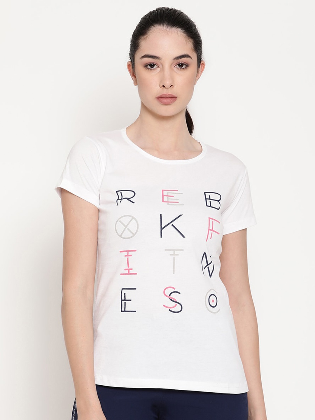 Gallus Women White Typography Printed Cotton T-shirt