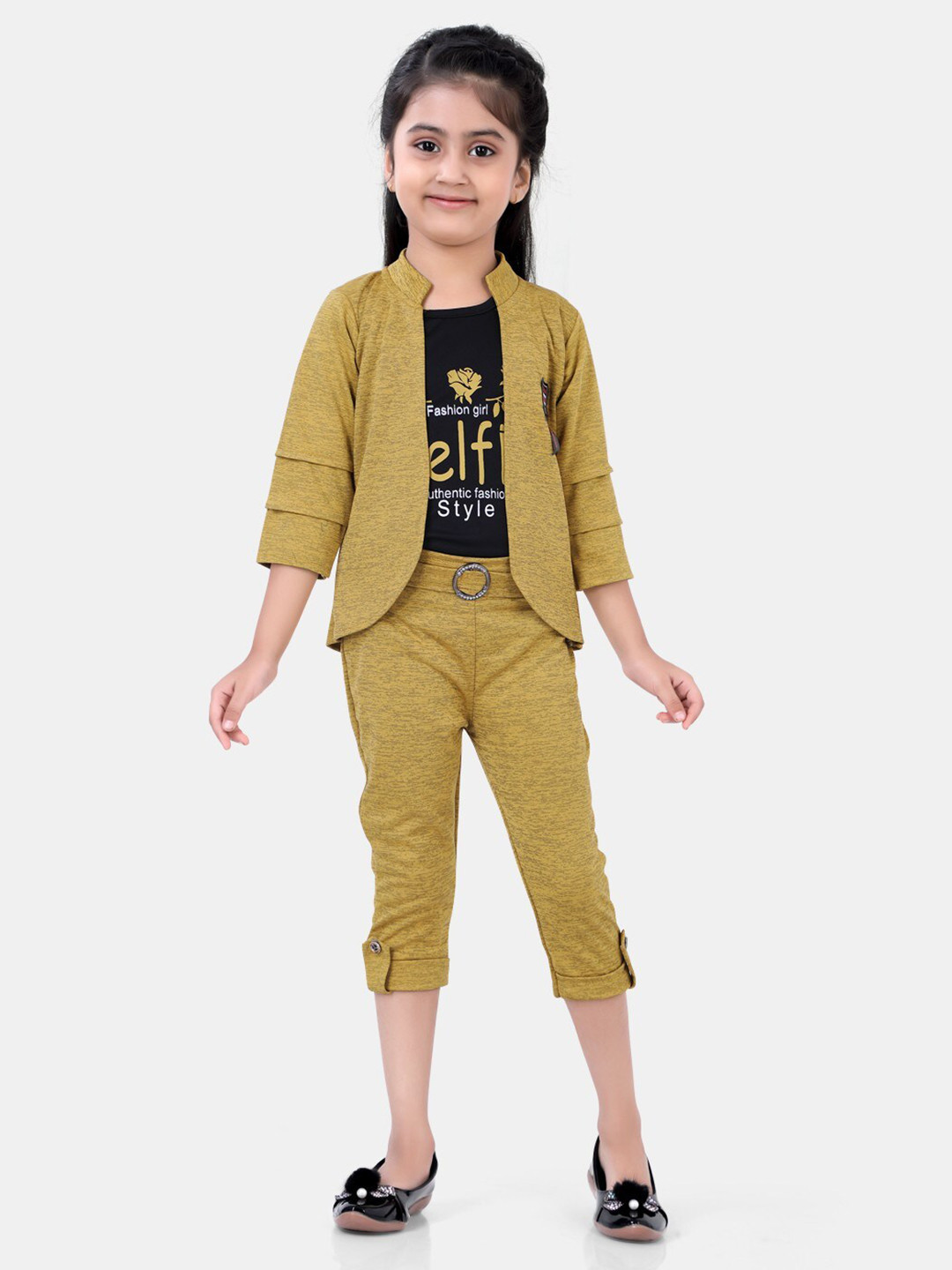 

POPLINS Girls Mustard Top with Capris
