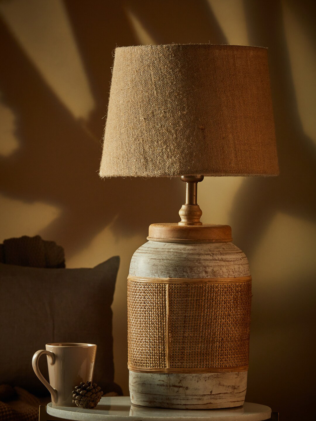 

Fabindia White & Beige Table Lamp